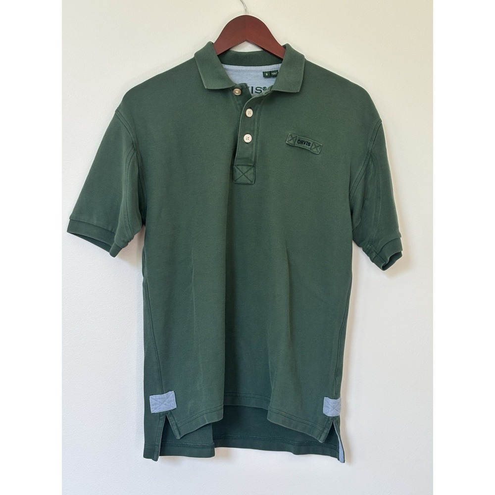 Orvis Fishing Polo Shirt Mens Tag Size Small Hunter Green 100% Cotton